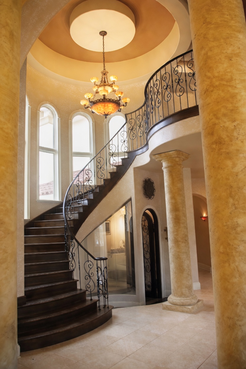 Grand curved staircase